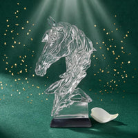 Horse-Head Sculpture Solid Base Horse Head Sculpture Transparent Home Decor