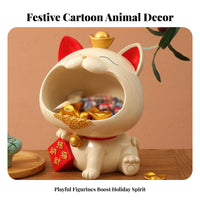 Cartoon Tiger Candy Dish Decorative and Functional Wide-Mouthed Tiger Storage Bowl House Decoration Handmade Creature Figurine