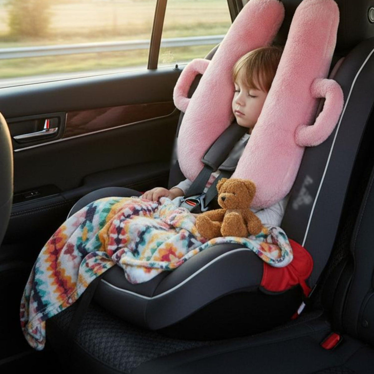 Washable Cover Kids Car Travel Pillow Soft and Comfortable Car Seat Travel Pillow Ergonomic Design Soft Head Neck Support Cushion Multi-Functional for Toddlers, Road Trips