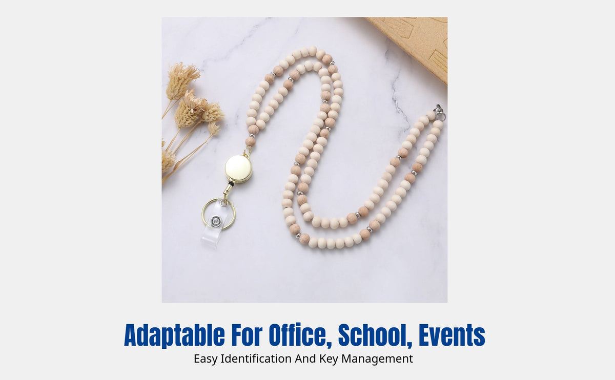 Handmade Beaded Lanyard Necklace, Retractable ID Holder, Keychain, Multi-Color Options, Card Sleeve Included