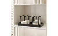 Metal Plate Rack with Dividers Rectangular Plate Rack with Slots Slimline Cabinet Dish Organizer Compact for Countertop, Pantry