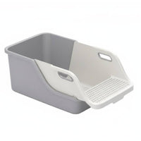 Anti-Splash Semi-Enclosed Litter Box Easy to Clean Cat Potty with Ramp Waterproof Accessible Top Cat Litter Pan Non-Slip Feet for Kittens