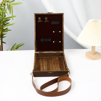 Wooden Carrier Box Handmade Crossbody Sketch Box Vintage Style Crossbody Wooden Bag for Painting, Sketching