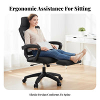 Ergonomic Design Reclining Task Chair with Footrest Adjustable Support Computer Seating Padded Seat Cushion Office Furniture Breathable Mesh Back for Telecommuting Workers, Students, Gamers, Dormitory, Studying, Study Room, Gaming