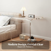 Minimalist Design Waterfall End Table Floating Effect Nightstand See-Through Bedroom Furniture Space-Saving for Apartment Dwellers, Homeowners, Students, Dorm, Living Room, Home Office
