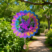 Modern 3D Wind Chime, Suncatcher for Garden & Balcony, 30.5cm Diameter, 55cm Height, Weatherproof Wind Spinner for Homeowners