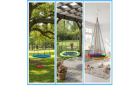Oxford Cloth Tree Swing Padded Round Tree Swing Outdoor Reinforced for Children, Backyard, Garden