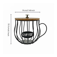 Stable Base Wire Coffee Capsule Organizer Decorative Metal Coffee Pod Basket Easy Reach Pod Storage Basket Countertop Friendly for Kitchen