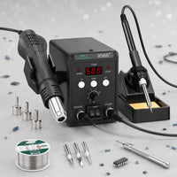Separate Controls 2-in-1 Soldering Station Compact Soldering Rework Kit Desktop Electronic Repair Tool Black