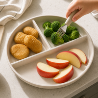 Wheat Straw Divided Dinner Plate Set for Kids and Adults, 3-Compartment, Anti-fall, Heat-Resistant, Eco-Friendly
