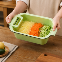 Vegetable Chopper, Multifunctional Food Chopper with Drain Basket, Adjustable Mandolin Cutter for Onion, Shred, Julienne