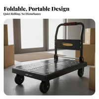 Space-Saving Foldable Platform Cart Easy Maneuverability Flatbed Dolly Cart Multipurpose Collapsible Platform Dolly Heavy Duty for Delivery Drivers, Warehouse Workers, Homeowners, Home, Workshop, Garage, Office