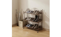 Installation-No-Assembly Foldable Shoe Rack Large Capacity 3-Tier Shoe Rack Space-Saving Multi-Tier Metal Storage Shelf Easy to Clean for Renters, Students, Entryway, Dorm Room, Closet, Balcony