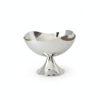 Mirrored Pedestal Tray Silver Finish Flower Rim Tray Footed Display Bowl Electroplated