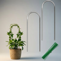 Indoor Plants Garden Trellis for Potted Plants, 2 Pack of U-Shaped Garden Stakes with Ties, Lightweight Plant Support and Sticks, Easy to Clean