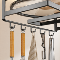 Kitchen Rack Under-Cabinet Storage Rack Gunmetal Gray Tool-Free Under-Hanging Cabinet Stainless Steel