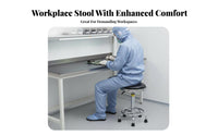 Height Adjustable Anti-Static Rolling Stool 360-Degree Swivel Laboratory Chair Easy to Clean Commercial Furniture Wear-Resistant for Factory Workers, Medical Personnel, Cleanroom, Laboratoryoratory Oratory, Hospital, Industrial Environment