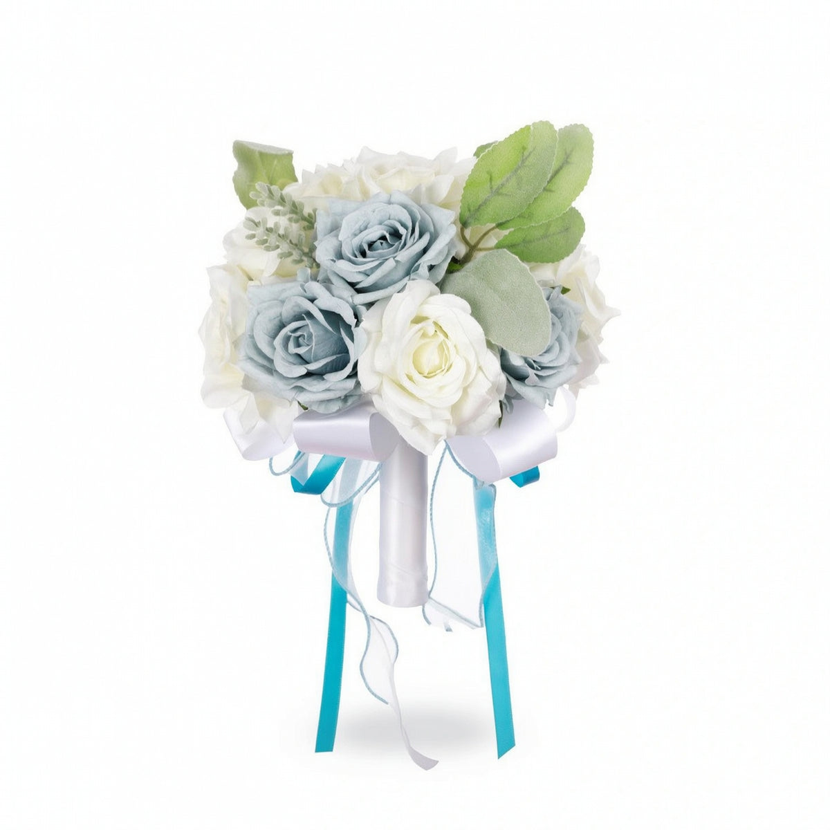 Artificial Rose Bouquet Delicate Bouquet with Silk Ribbon Flowers Romantic Faux for Brides, Weddings