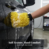 Thickened Chenille Car Cleaning Glove High Absorbency Waterproof Chenille Wash Glove Scratch-Safe for DIY Detailers, Homeowners, Driveway