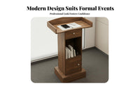 Stable Base Modern Presentation Podium Sturdy Structure Floor Standing Lectern Easy Assembly Standing Speech Desk Large Tabletop for Event Hosts, Receptionists, Conference Rooms, Lecture Halls, Auditoriums, Auditorium