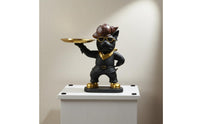 Pirate Dog Key Holder Tray Creative Design Resin Frenchie Key Holder French Canine Butler Statue Hand-Painted for Living Room