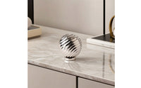 Spherical Jar with Lid Silver Aluminum Storage Jar Reflective Canister for Vanity