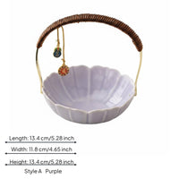Ceramic Handled Fruit Basket Multi-Use Vintage Fruit Basket Food Porcelain Serving Dish for Party