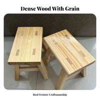 durable Wood Construction Four-Legged Wooden Stool Mortise and Tenon Joinery Household Furniture Reinforced Design Footrest Widened Seat for Children, residents, Entryway, Living Room, Bedroom, Bathroom