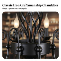 Simple Design Wrought Iron Chandelier Easy Installation Candle Design Chandelier Adjustable Height American Design Hanging Light Lamp Resistant for Business Owners, Homeowners, Interior Designers, Dining Room, Restaurant, Bedroom, Coffee Shop