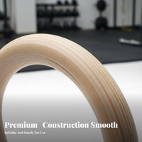 Door Anchor Included Wooden Gymnastics Rings Heavy Duty Wooden Gym Rings Non-Slip Grip for Crossfitters, Outdoor