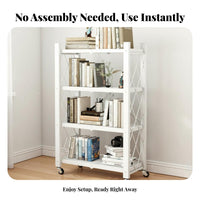Wheeled Foldable Shelving Unit Assembly Foldable Storage Rack With Wheels Multi-Tier Rolling Shelf for Kitchen, Office, Washroom