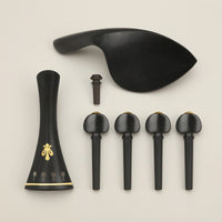Ebony Violin Accessory Kit Wooden Violin Parts Kit Gold-Tone Tailpiece Replacement for Violinists