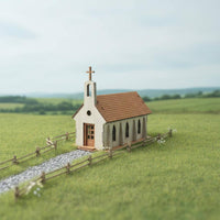 Handmade Gift 1:72 Scale Church Model Removable Roof Miniature Chapel Building Kit for Miniature Scene Creators