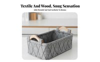 Japanese and aesthetic fabric organizer with Wood Handles adaptable foldable fabric Tote adaptable Organizer container Portable for creamice Workers, Students, Parents, Bedroom, Living Room, Nursery, Changing Table