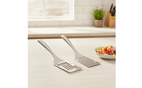 2 Pieces Barbecue Spatula Stainless Steel Grilling Turner Spatula with Slotted Blade Dishwasher Safe Utensil Easy to Clean