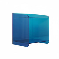 Minimalist Design Transparent C-Shaped Table Modern Aesthetic Nightstand Versatile Use Storage Furniture Polished Lines for Apartment Dwellers, Young Adults, Interior Designers, Bedroom, Living Room, Bay Window Area, Small Areas