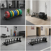 Barbell Plate Storage Cart Heavy-Duty Plate Holder with Bar Stand Vertical Long-Lasting for Gym Owners