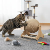 Wear-Resistant Feline Scratching Ball Long-Lasting Sisal Feline Ball Toy Interactive Pet Accessory 2-in-1 for Cats, Indoor