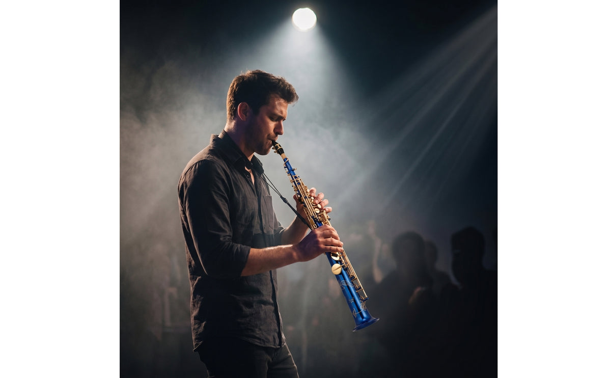 Engraved B and B Straight Soprano Saxophone Gold-Tone Soprano Saxophone with Carrying Case Brass Woodwind Compact for Students, Beginners, Practice, Performance