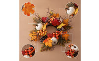 Wreath with Glass Holder Harvest Pumpkin Candle Wreath Rustic for Mantel