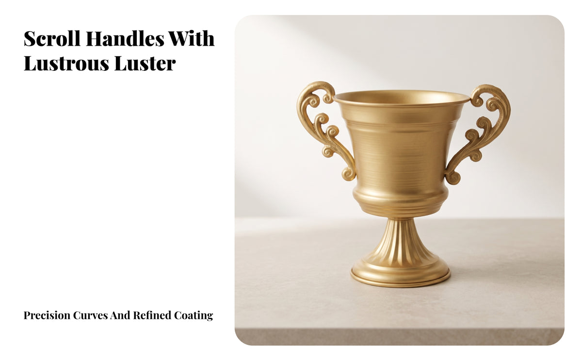 Metallic-Looking-Look Urn Vase with Handles Elegant Pedestal Urn Vase Classic Vessel Stable for Florists