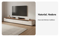 2 Pieces TV Stand and Coffee Table Set Solid Wood Construction Mid-Period TV Cabinet Thickened Tabletop Modern Media Console for Small Apartments