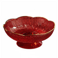 Drainage Design Pedestal Fruit Bowl Modern Design Petal Shaped Snack Dish Detachable Base Hollow Centerpiece Dish Rust-Proof for Office, Living Room, Party