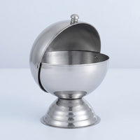Silver-Toned Stainless Steel Storage Jar Round Jar with Flip-Top Lid Sturdy Spherical Storage Container Modern for Countertop
