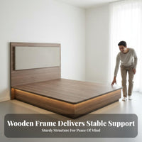 Sturdy Construction Hotel Bed Frame Headboard Heavy Duty Modern Platform Bed Easy Assembly Hospitality Furniture No Box Coil Needed for Guesthouse Managers, Homeowners, Apartments, Apartment, Guest Rooms, Rental Properties