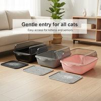 Large Open Cat Litter Box with Low Entry and Anti-Splash Design, Easy to Clean Pet Toilet