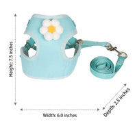 Small Harness and Leash Set with Flower Applique, Breathable Material Vest Walking Harness, Comfortable No Choke Vest Style for Cat Walking