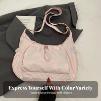 Nylon Drawstring Bag Lightweight Bag Large Capacity Dumpling Purse for Students, Commuting, School, Travel