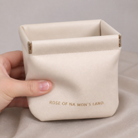 Travel Pouch, Cubic pouch, PU Leather Pencil Case for Stationery & Cables, Milky White Zipper Storage