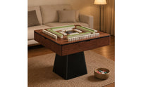 Tapered Pedestal Base Mahjong Machine Table Built-in Square Mahjong Table Wood-Grain Black Border